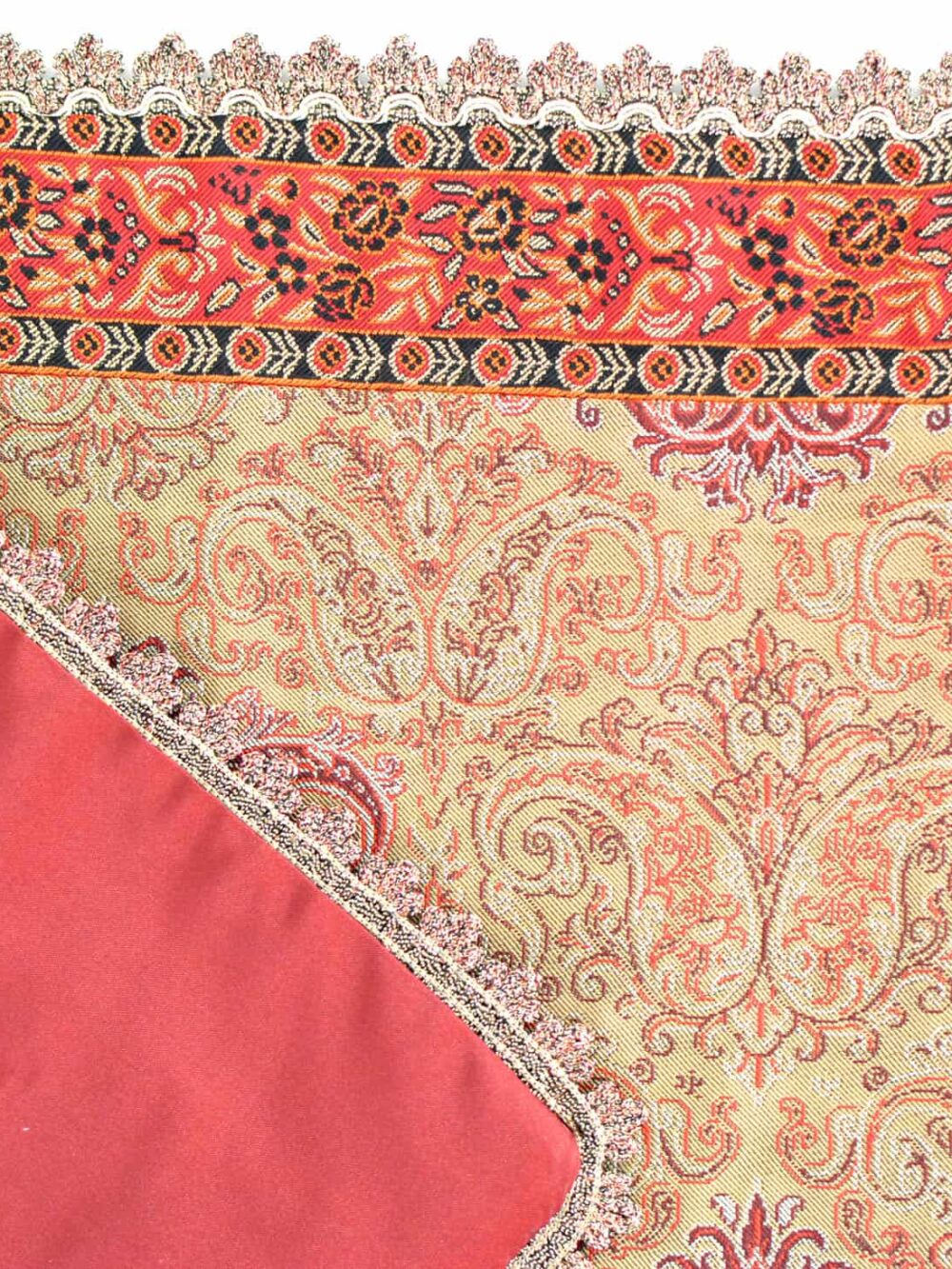 Cream and Red Termeh (Persian Fabric) Runner