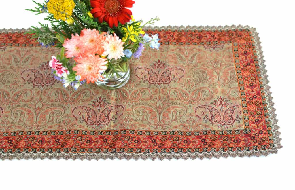 Cream and Red Termeh (Persian Fabric) Runner