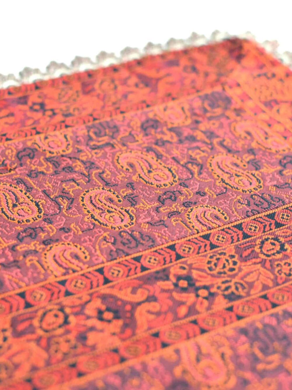 Red Square Termeh (Persian Fabric) Tablecloth With Edges