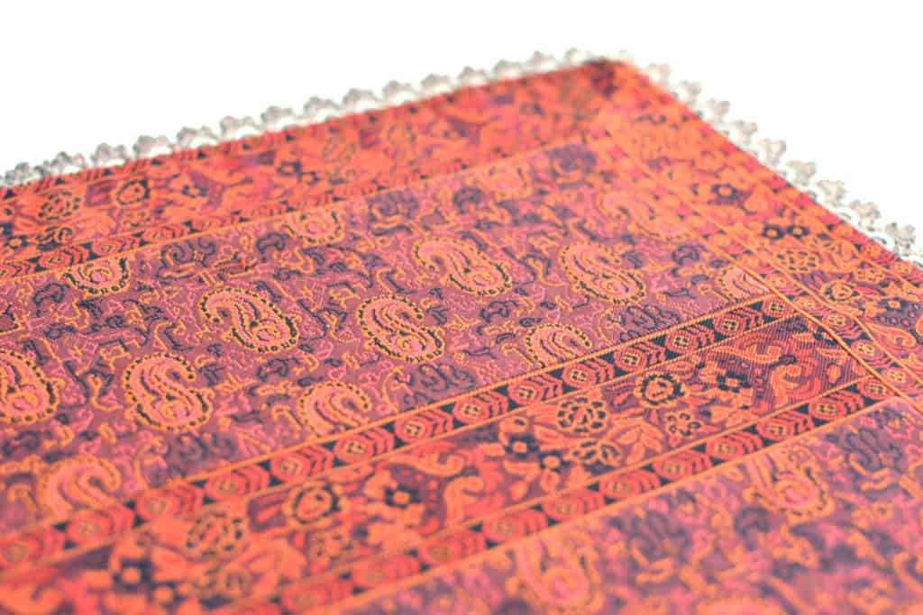 Red Square Termeh (Persian Fabric) Tablecloth With Edges