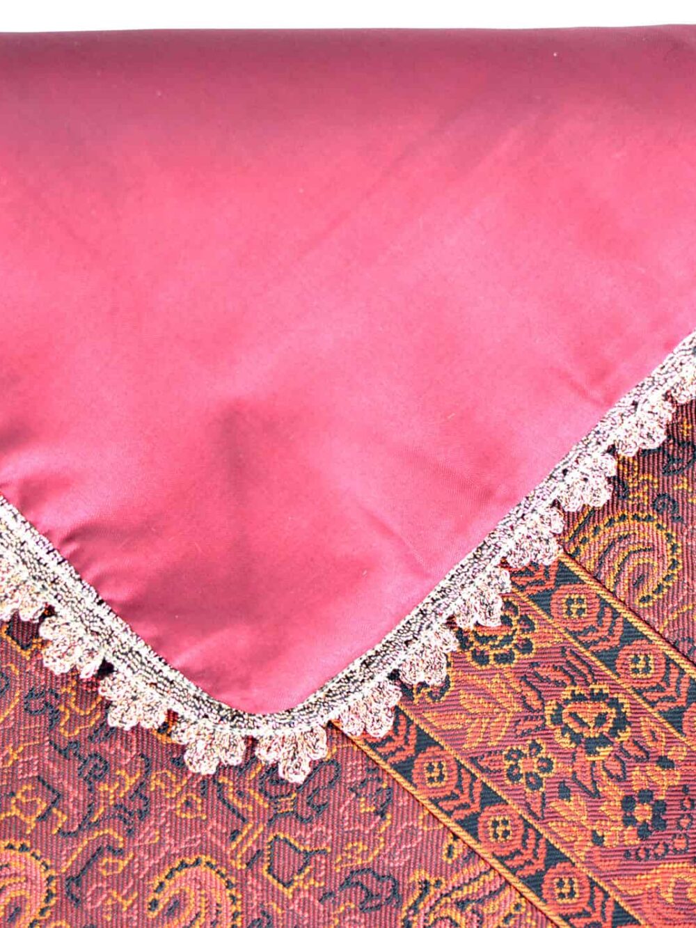Red Square Termeh (Persian Fabric) Tablecloth With Edges