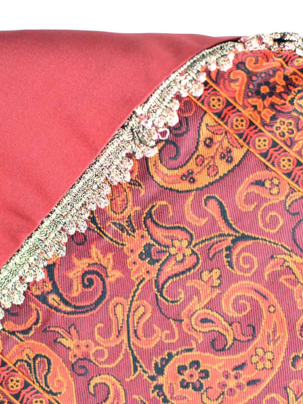 Red Termeh (Persian Fabric) Tablecloth With Edges
