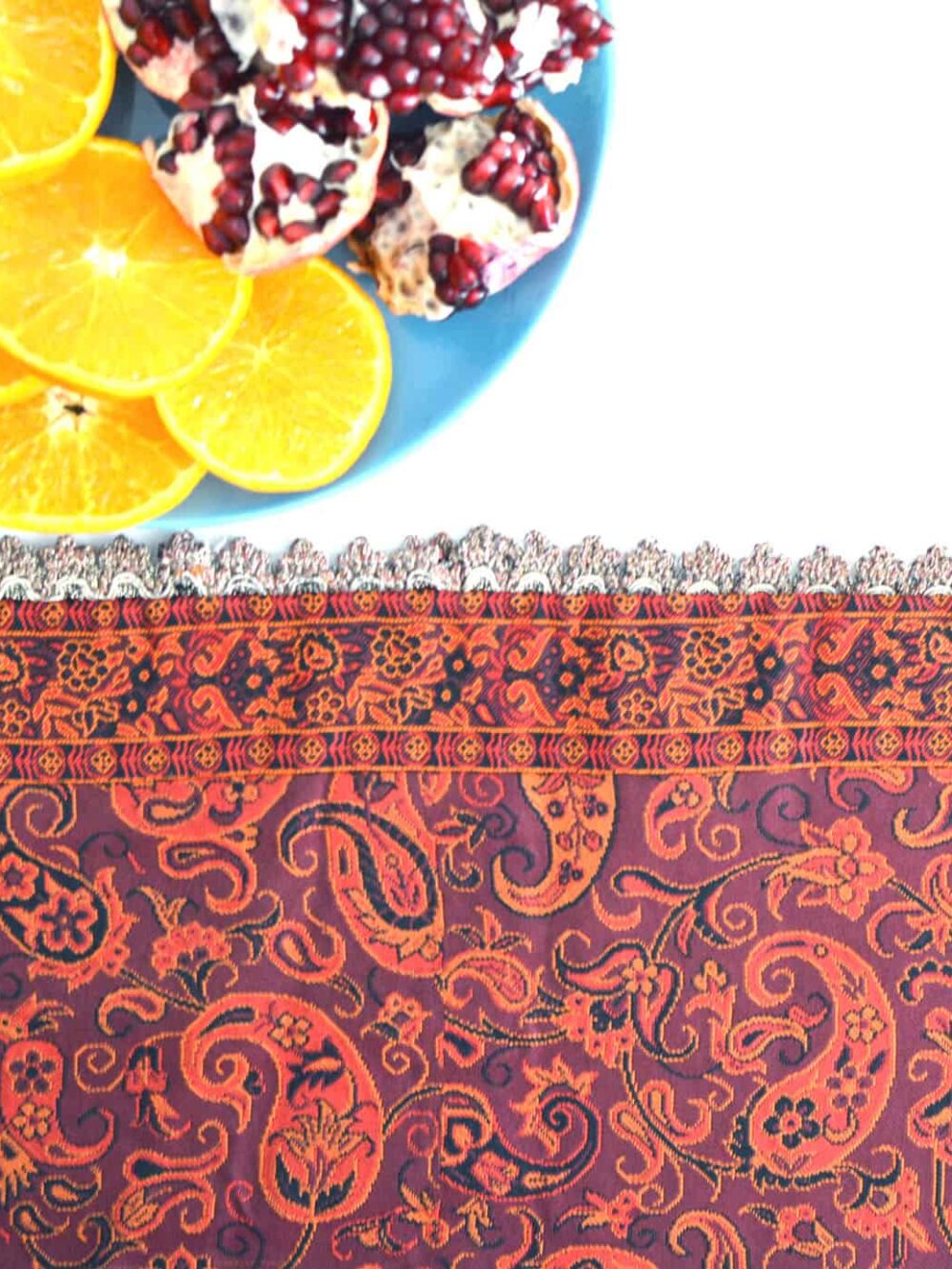 Red Termeh (Persian Fabric) Tablecloth With Edges