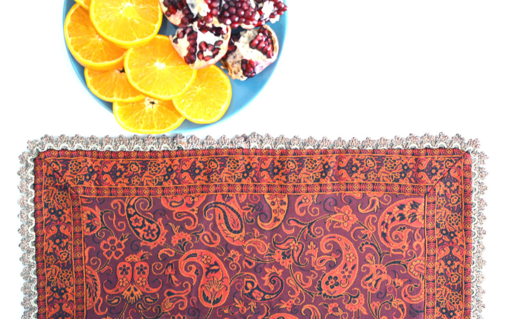Red Termeh (Persian Fabric) Tablecloth With Edges