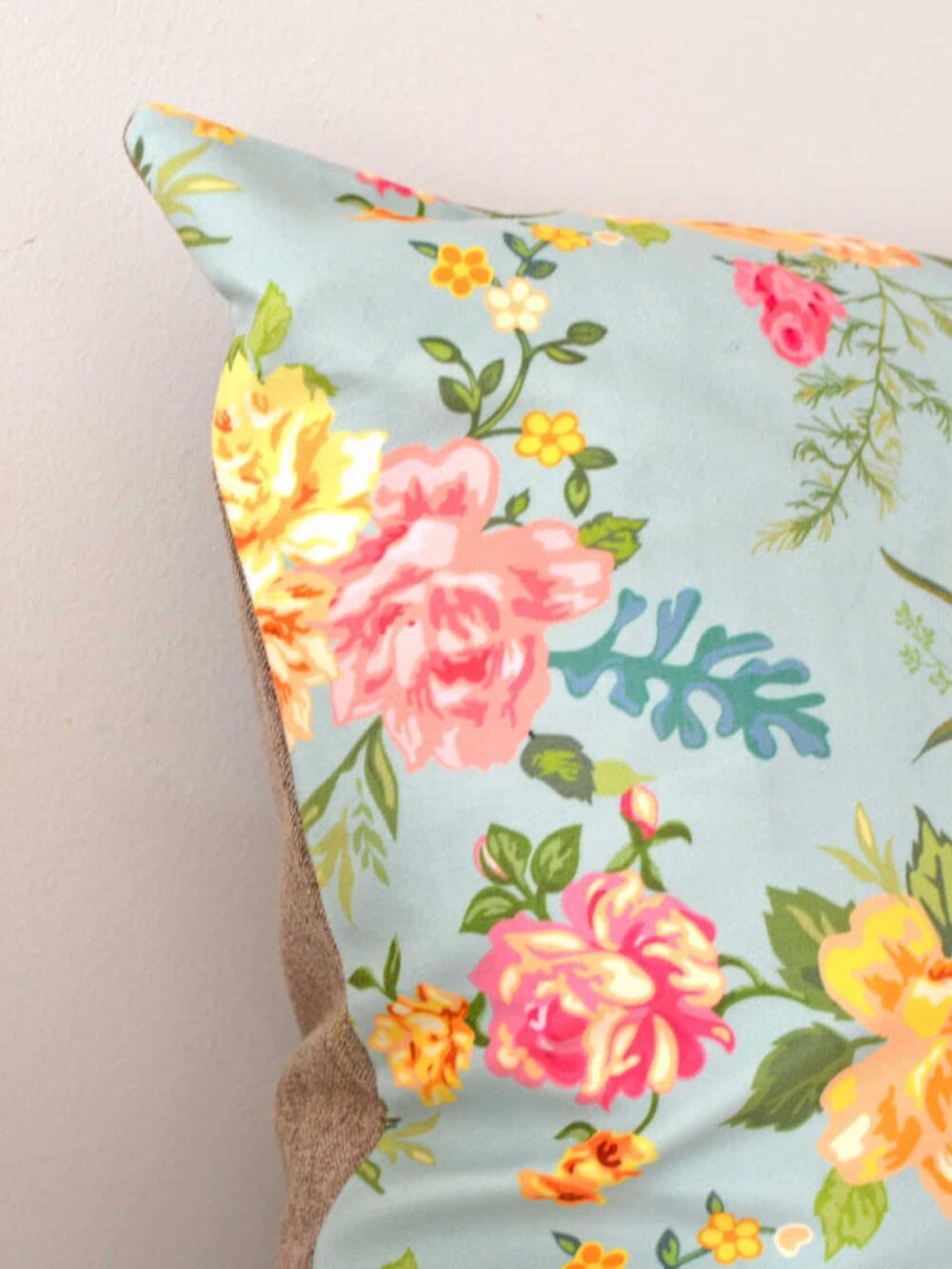 Velvet Floral With Turquoises Background Cushion Cover