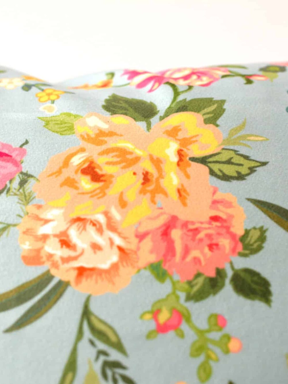 Velvet Floral With Turquoises Background Cushion Cover