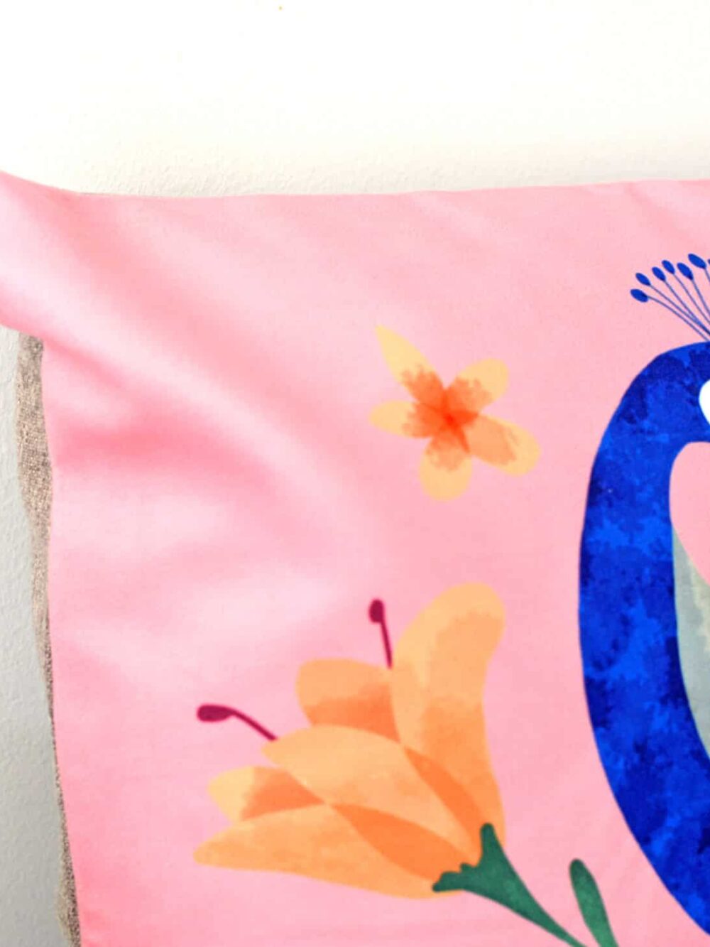 Velvet Floral Peacock Cushion Cover