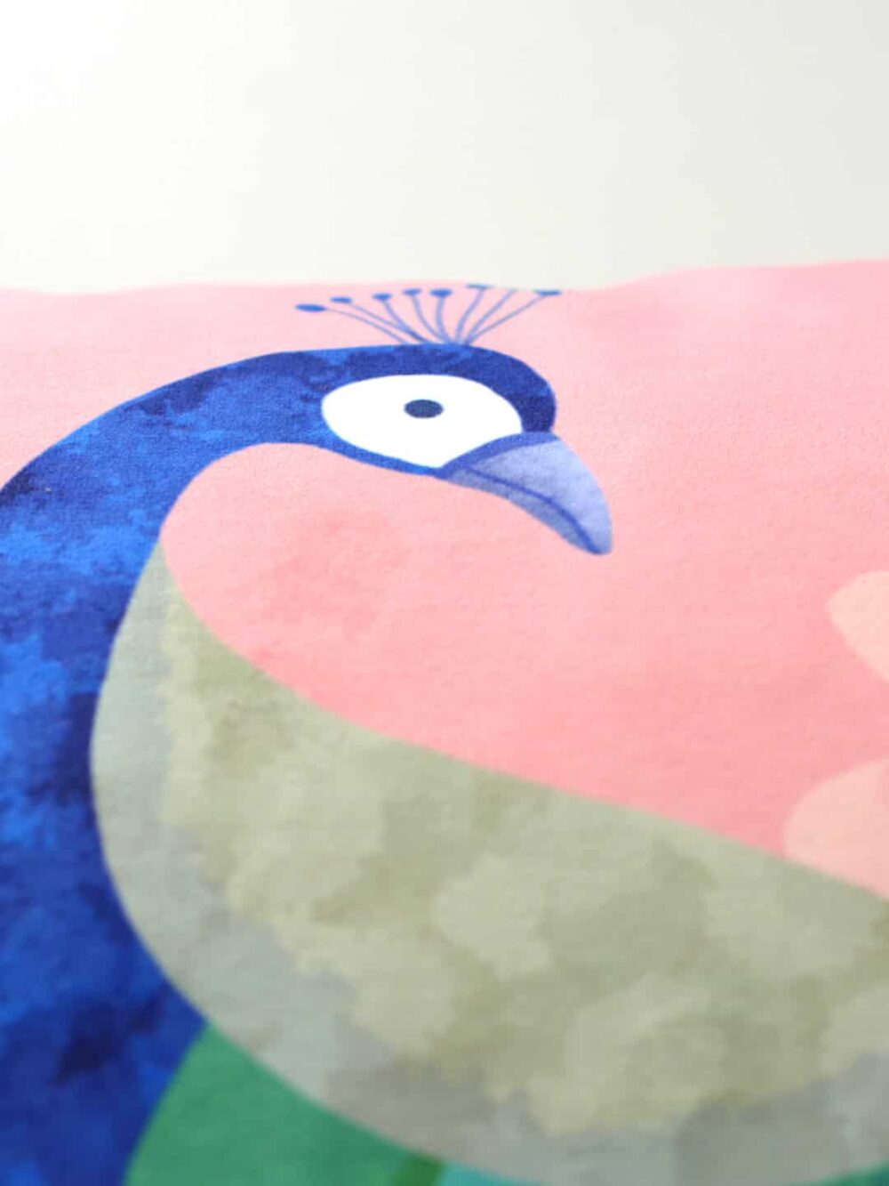 Velvet Floral Peacock Cushion Cover