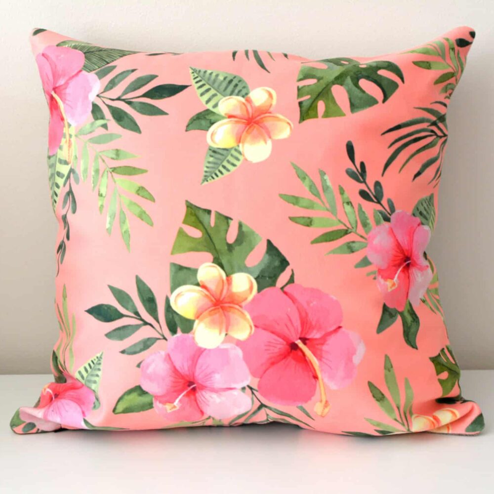 Velvet Hawaiian Flowers Cushion Cover