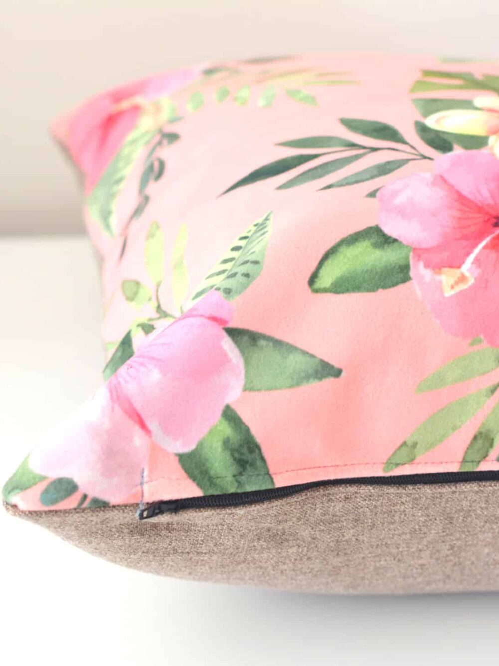 Velvet Hawaiian Flowers Cushion Cover