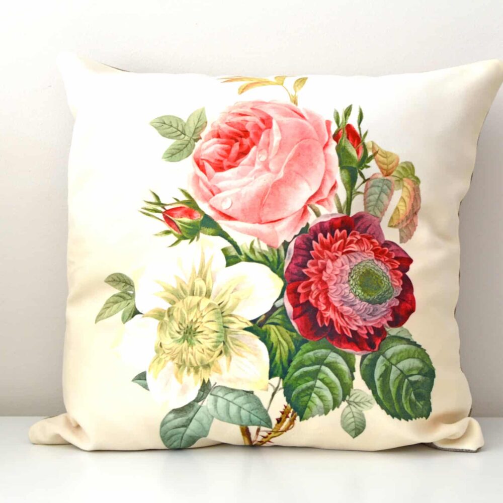 Velvet Rose Bouquet Cushion Cover