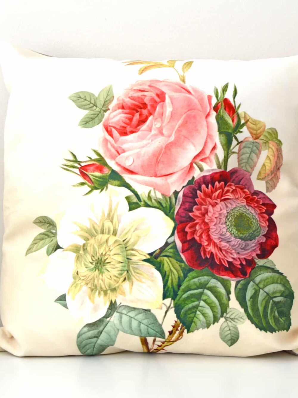 Velvet Rose Bouquet Cushion Cover