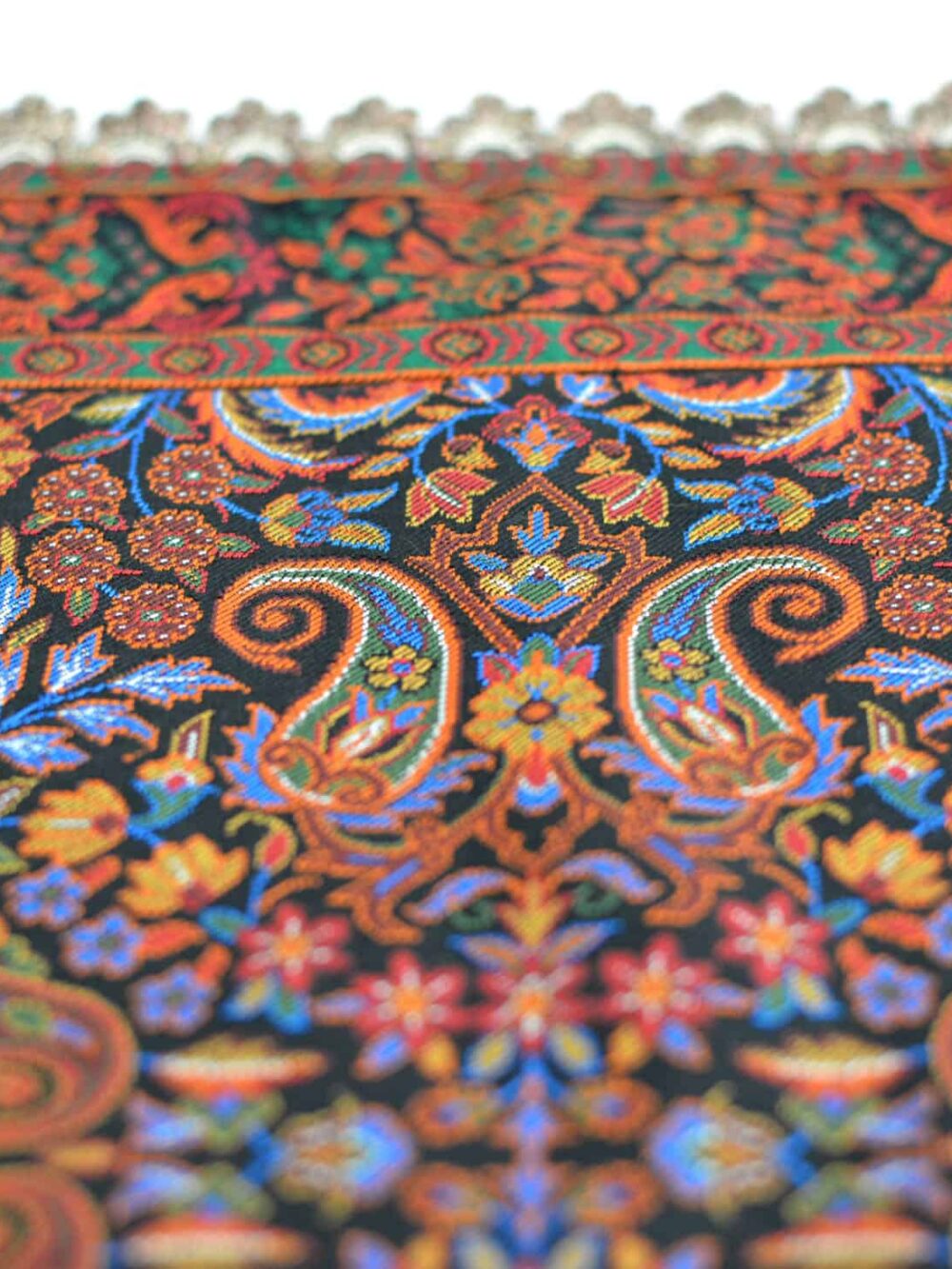 colourful tablecloth with the edge