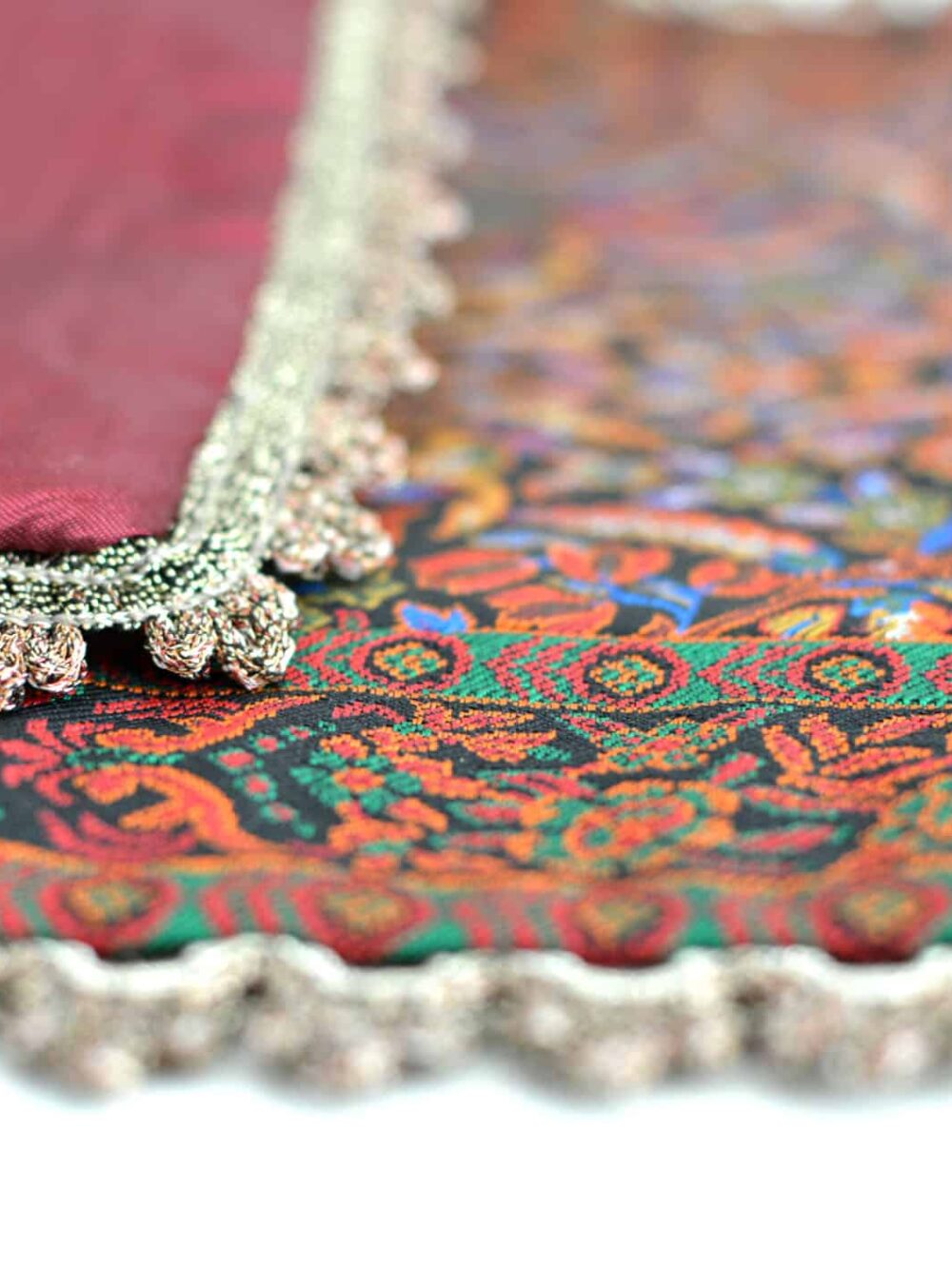 colourful tablecloth with the edge