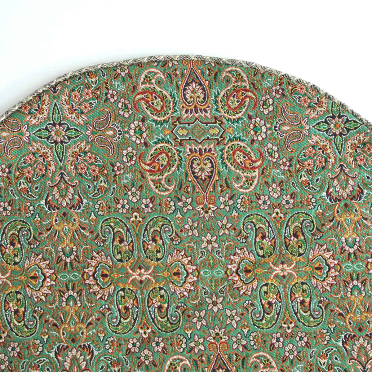 Green With Golden Strips Termeh (Persian Fabric) Round Tablecloth