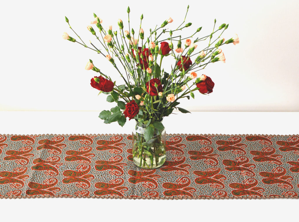 Grey And Red Termeh Tablecloth
