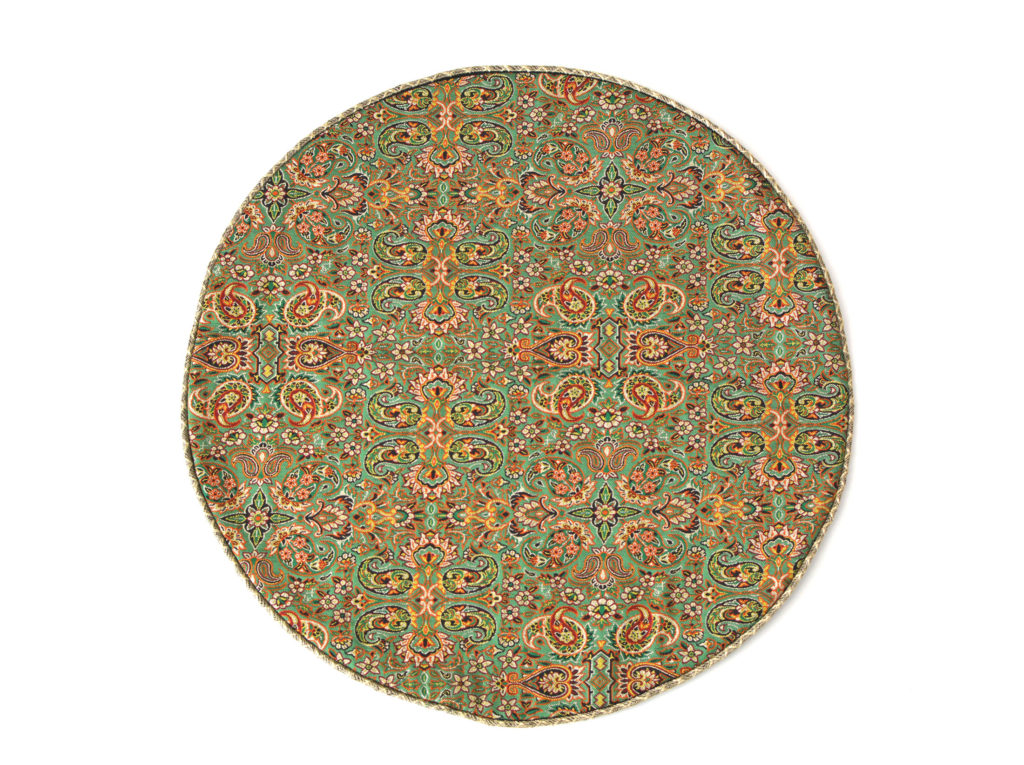 Green With Golden Strips Termeh (Persian Fabric) Round Tablecloth