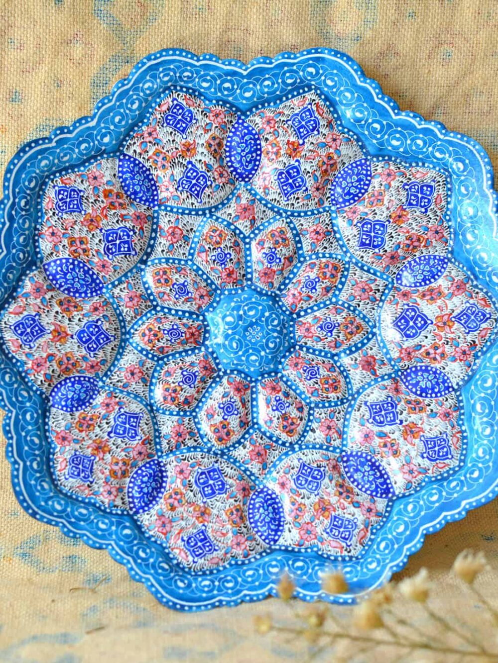 Hand-Painted enamelled unique plate