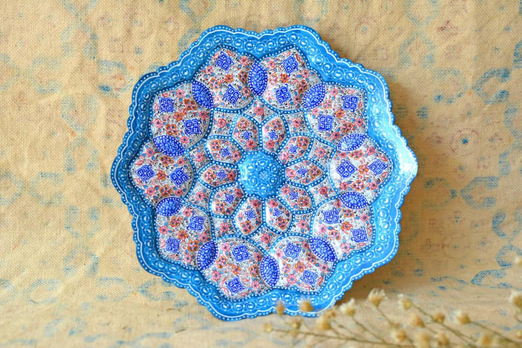 Hand-Painted enamelled unique plate