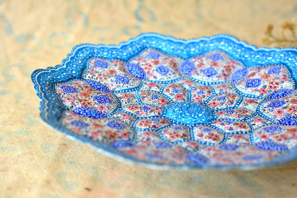 Hand-Painted enamelled unique plate