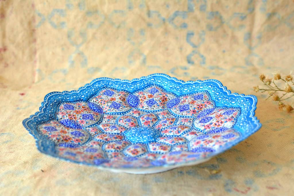 Hand-Painted enamelled unique plate