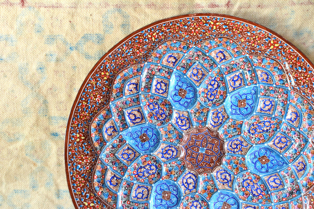 Hand-Painted Enamelled Brown Plate