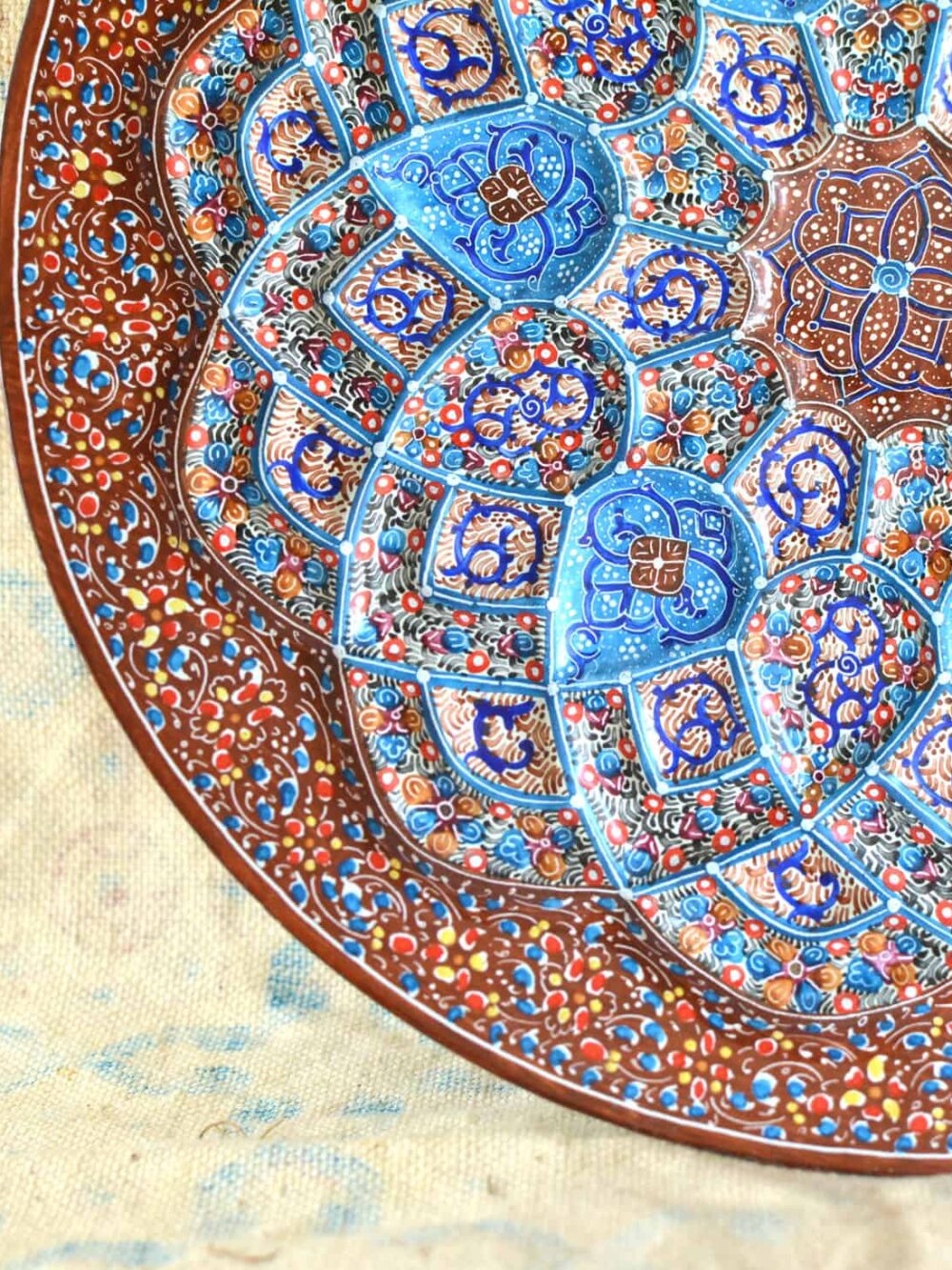 Hand-Painted Enamelled Brown Plate