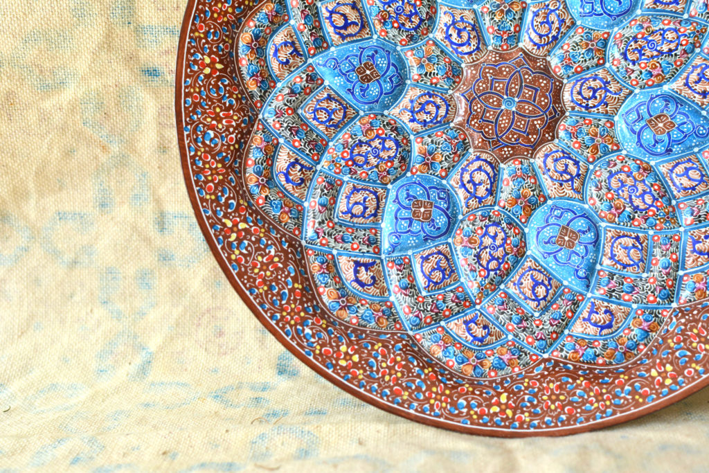 Hand-Painted Enamelled Brown Plate