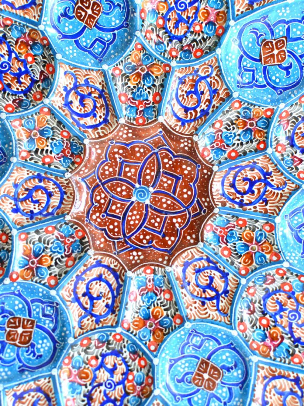 Hand-Painted Enamelled Brown Plate