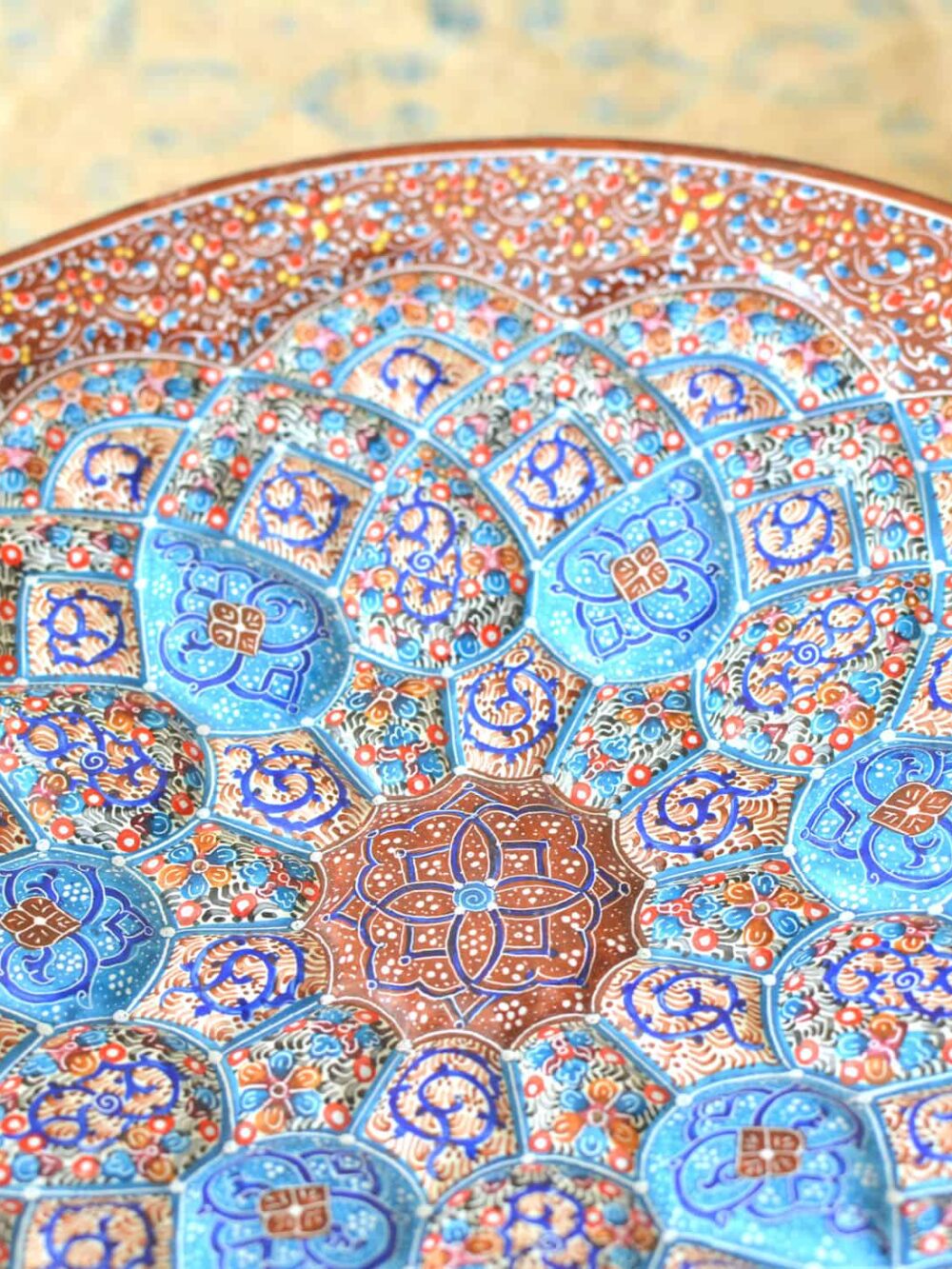 Hand-Painted Enamelled Brown Plate