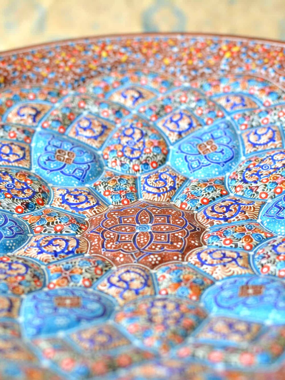Hand-Painted Enamelled Brown Plate