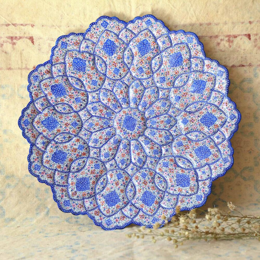 Hand-Painted Enamelled Large-Floral Plate