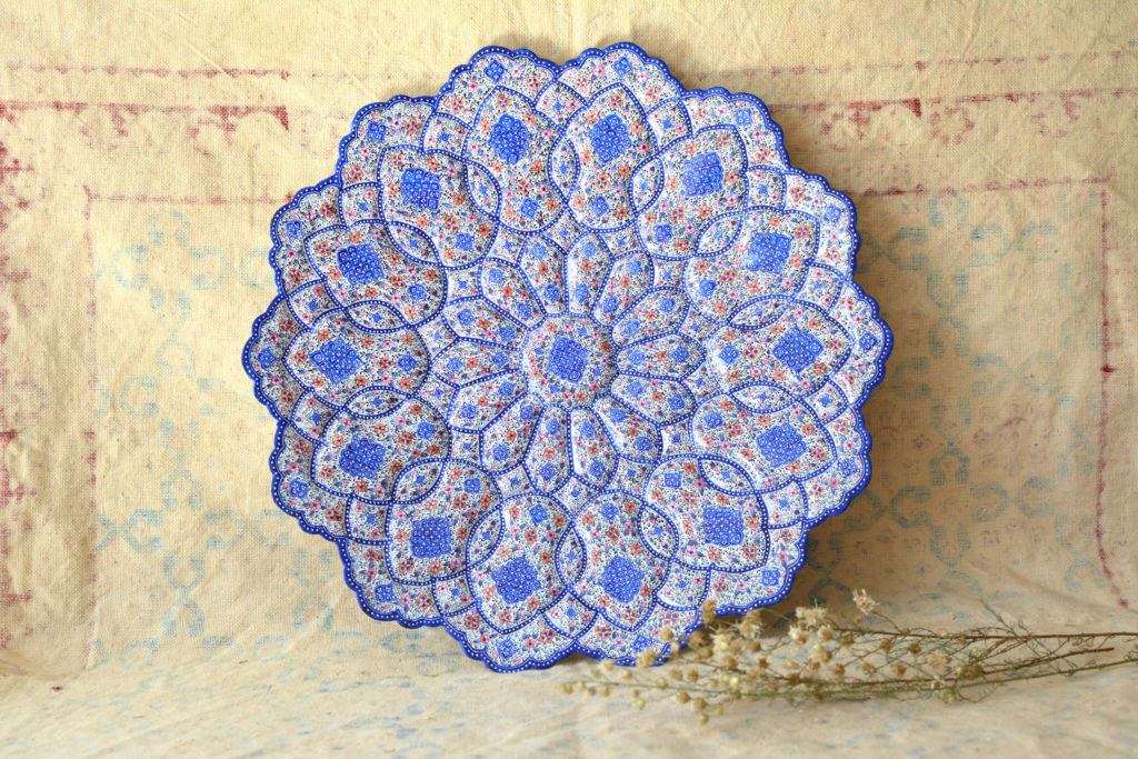 Hand-Painted Enamelled Large-Floral Plate