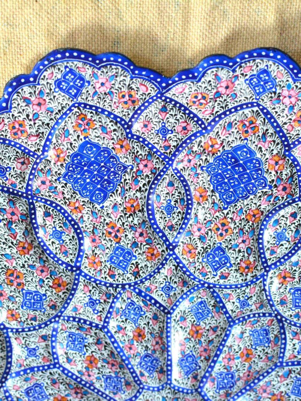 Hand-Painted Enamelled Large-Floral Plate