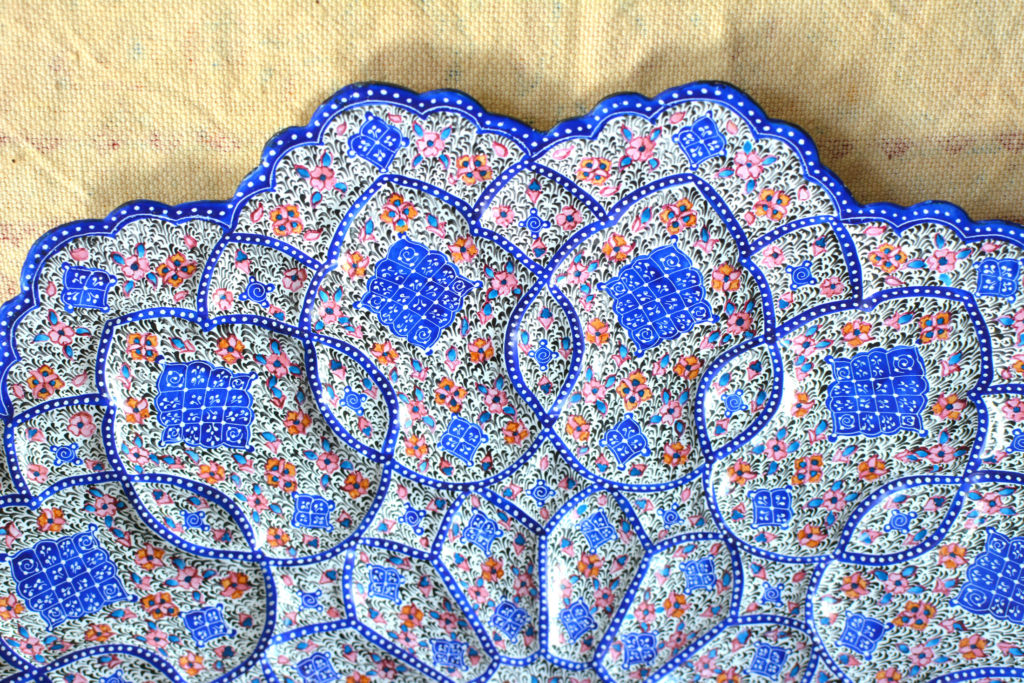 Hand-Painted Enamelled Large-Floral Plate