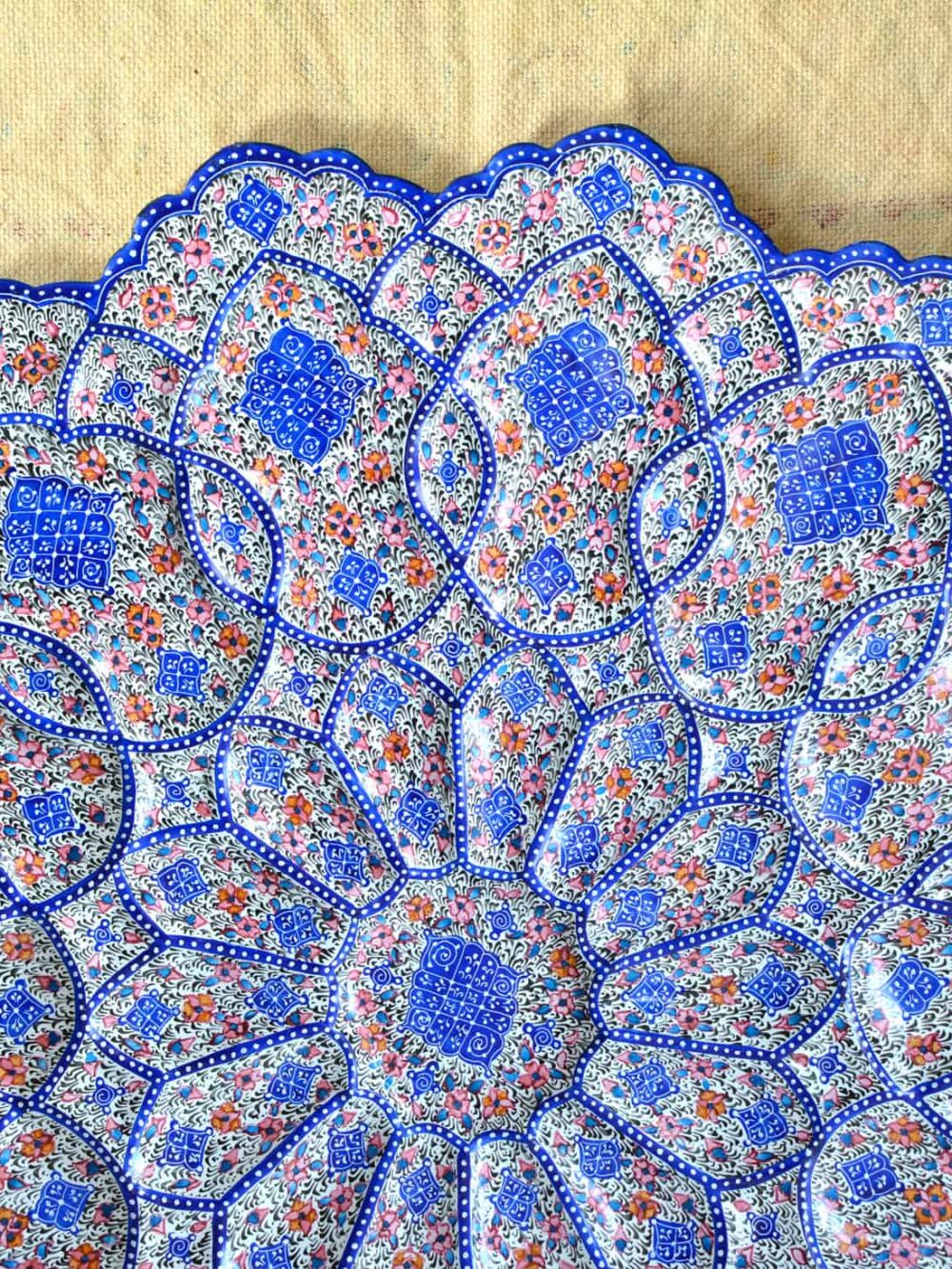 Hand-Painted Enamelled Large-Floral Plate
