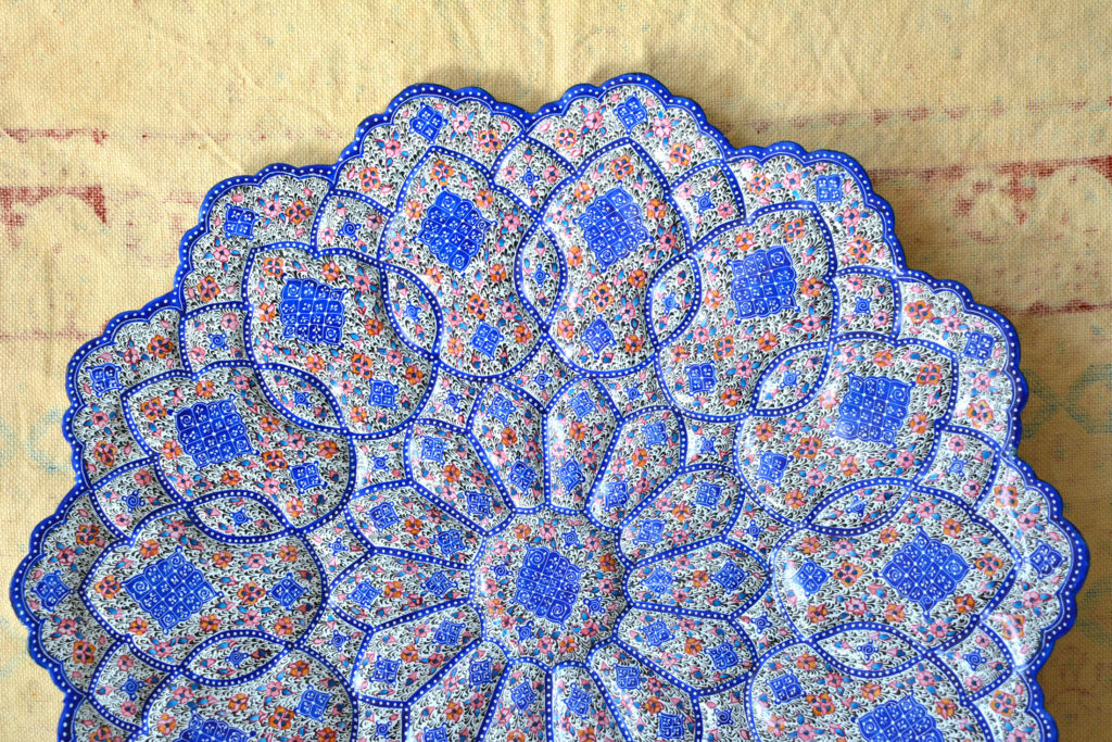 Hand-Painted Enamelled Large-Floral Plate