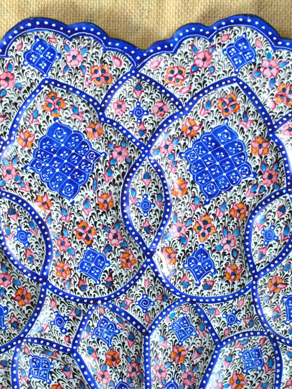 Hand-Painted Enamelled Large-Floral Plate