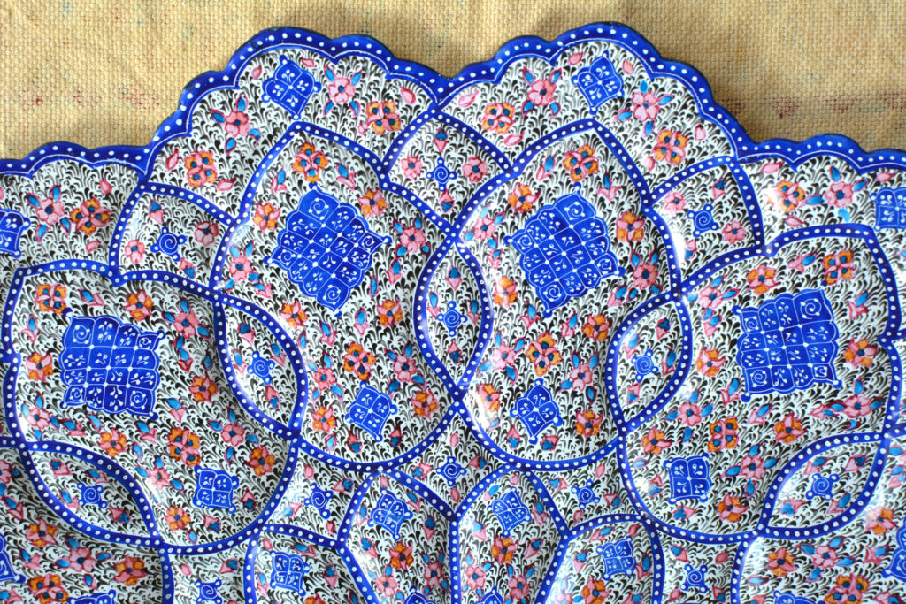 Hand-Painted Enamelled Large-Floral Plate