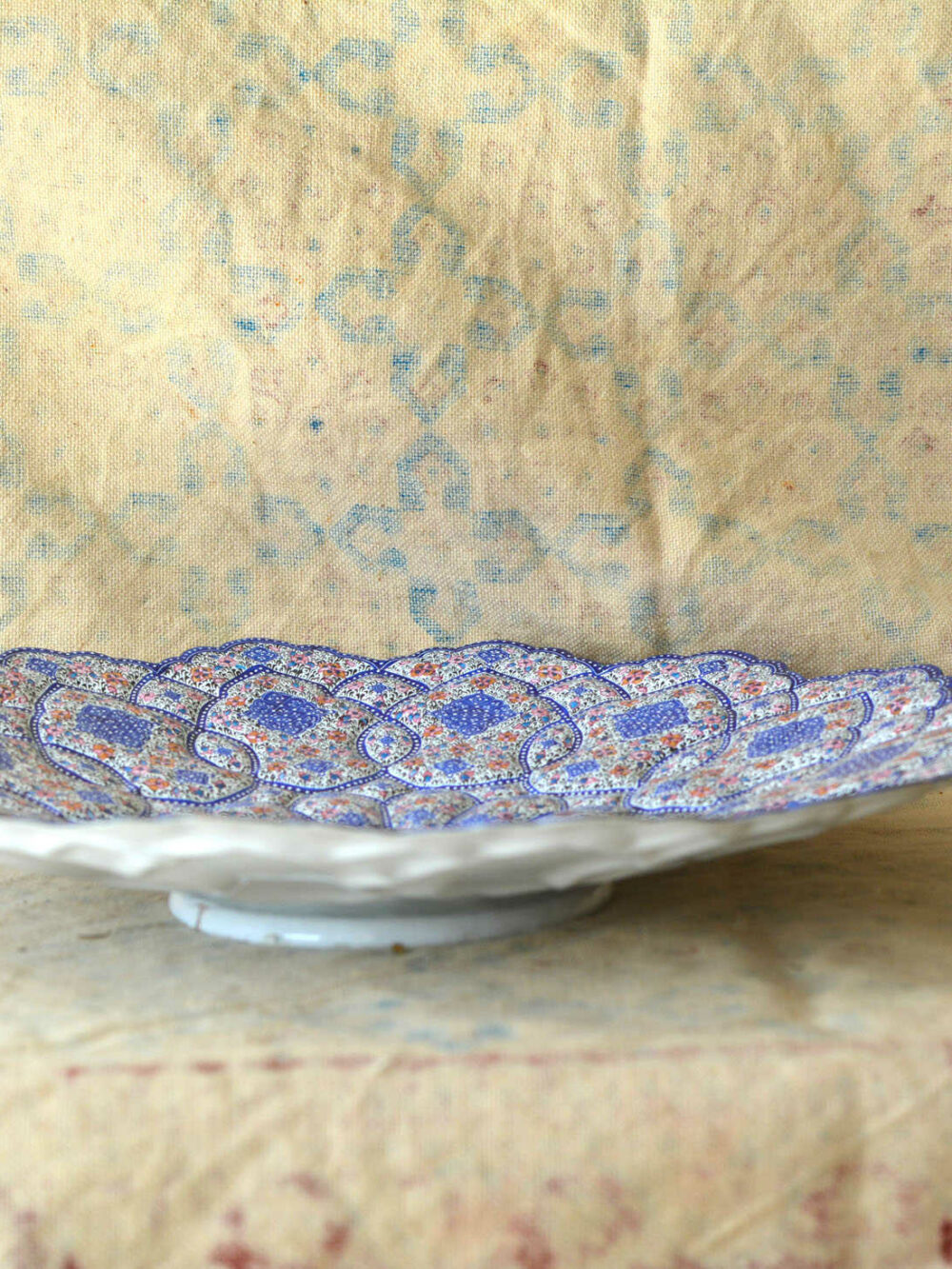 Hand-Painted Enamelled Large-Floral Plate