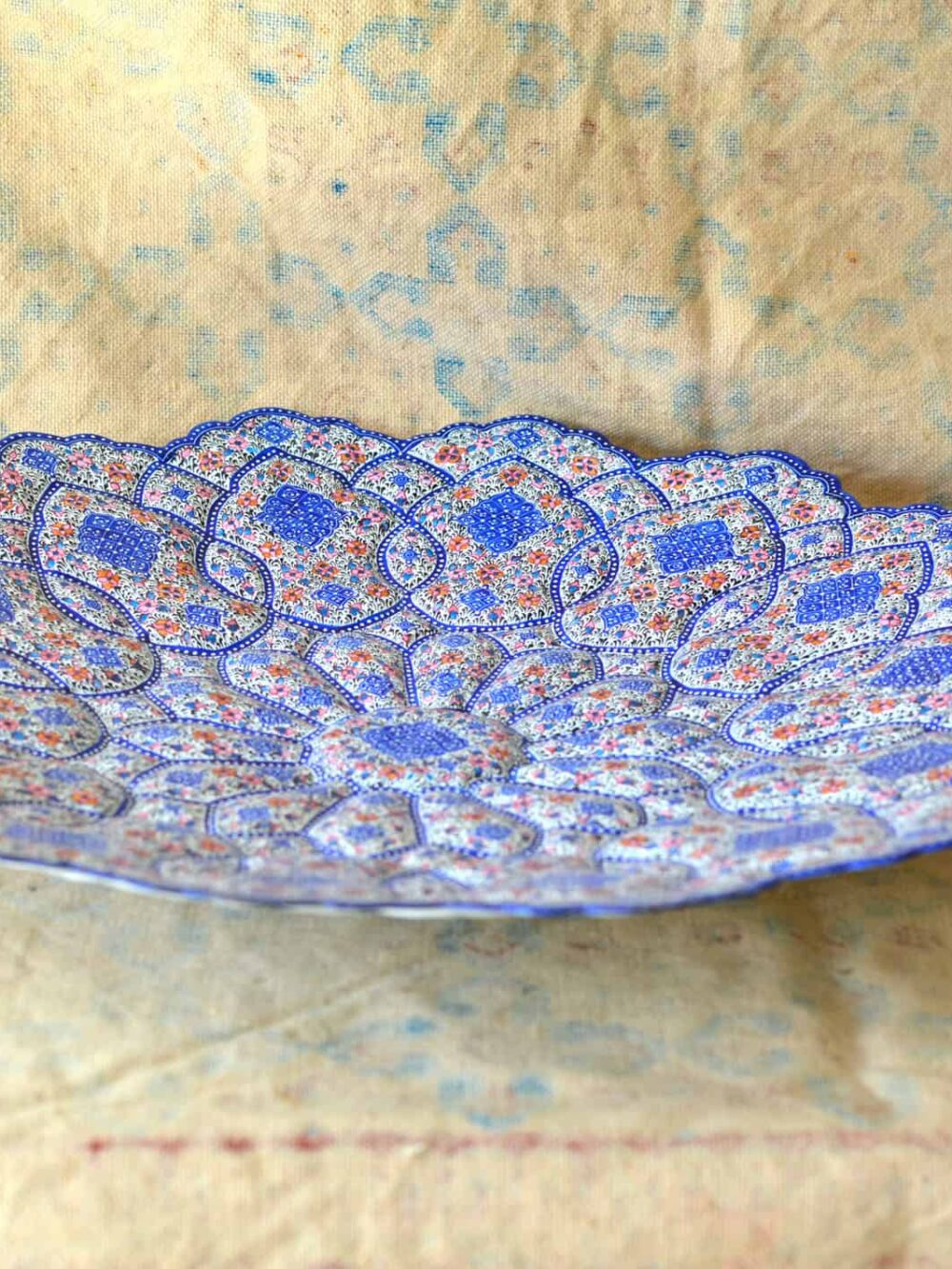 Hand-Painted Enamelled Large-Floral Plate