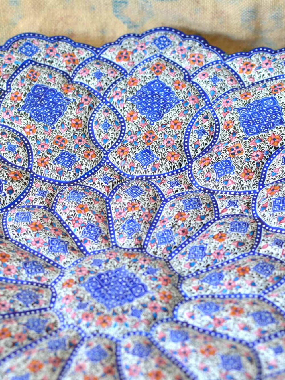 Hand-Painted Enamelled Large-Floral Plate