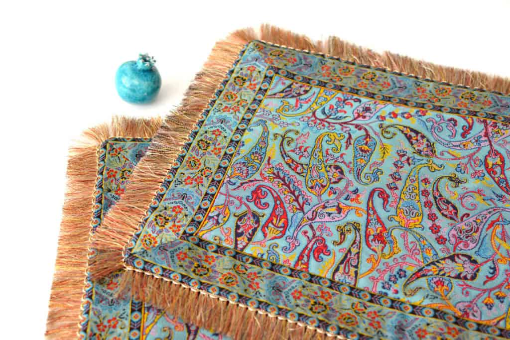 Turquoise Tablecloth With Tassel Fringe