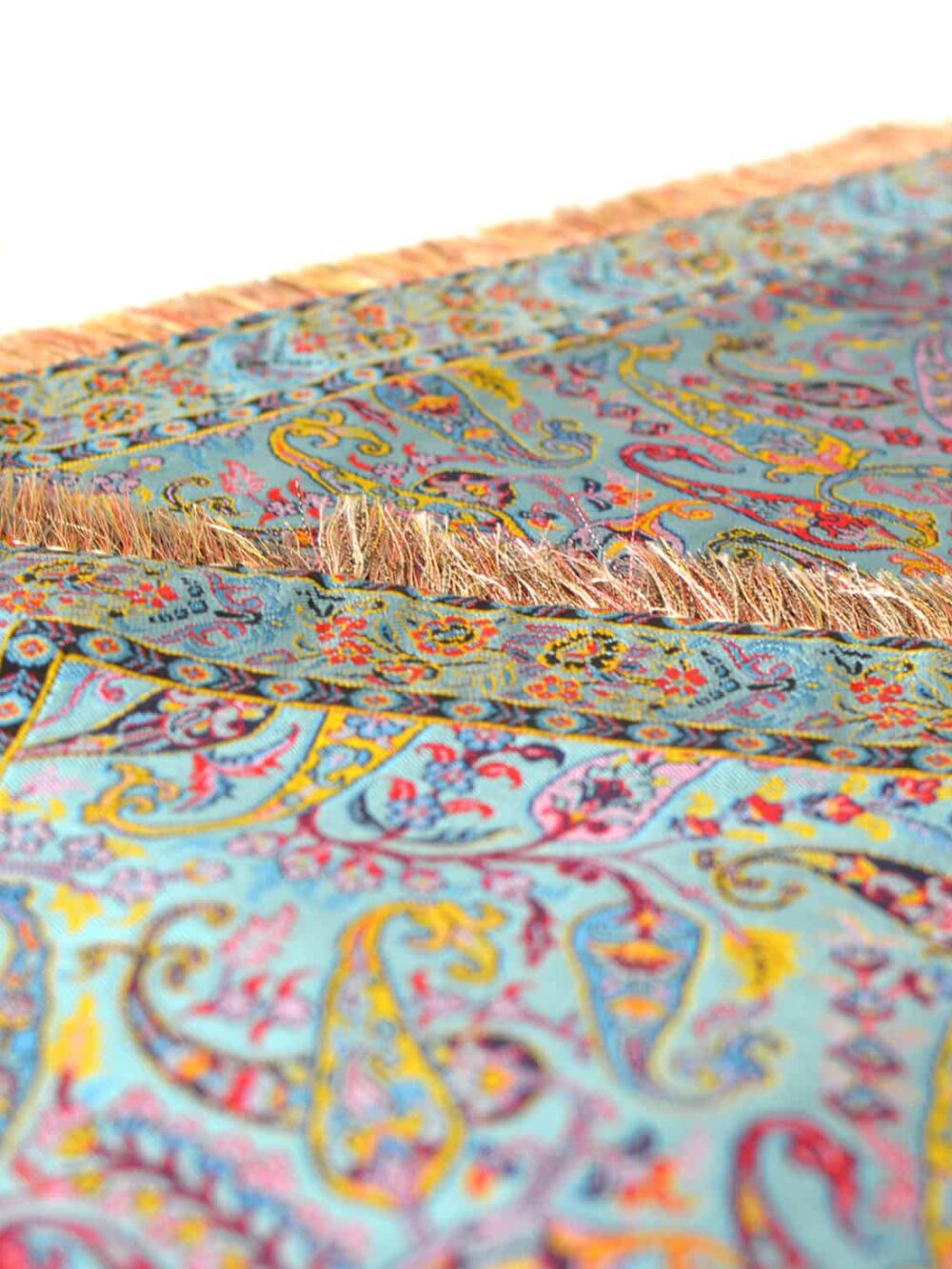 Turquoise Tablecloth With Tassel Fringe