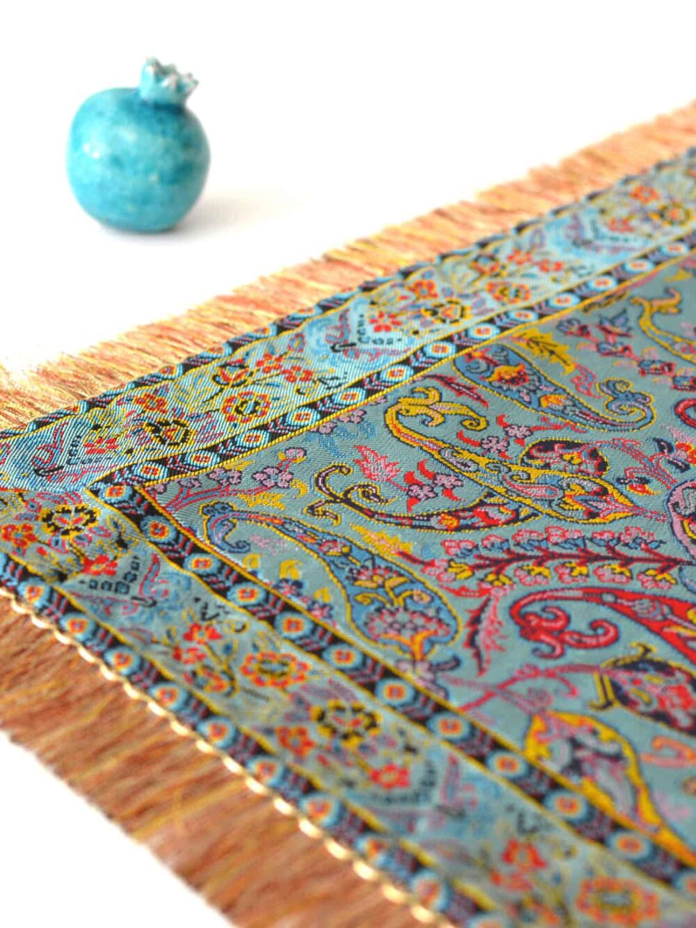 Turquoise Tablecloth With Tassel Fringe