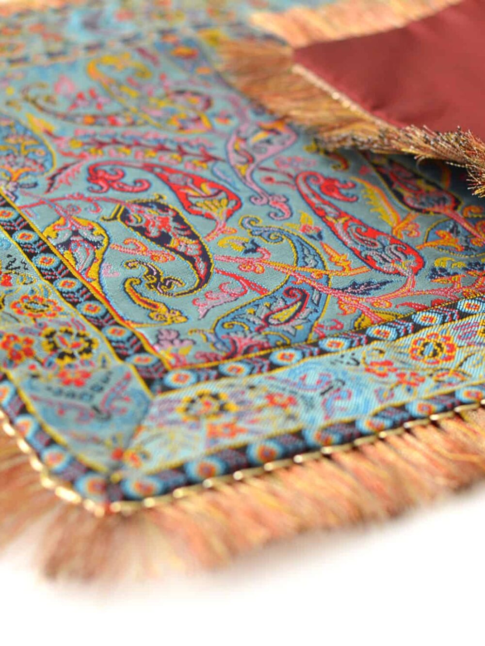 Turquoise Tablecloth With Tassel Fringe