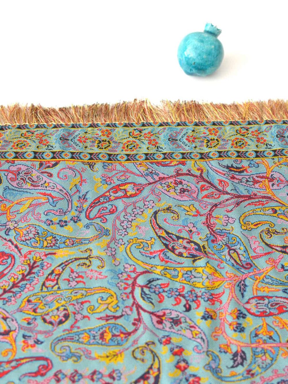 Turquoise Runner With Tassel Fringe