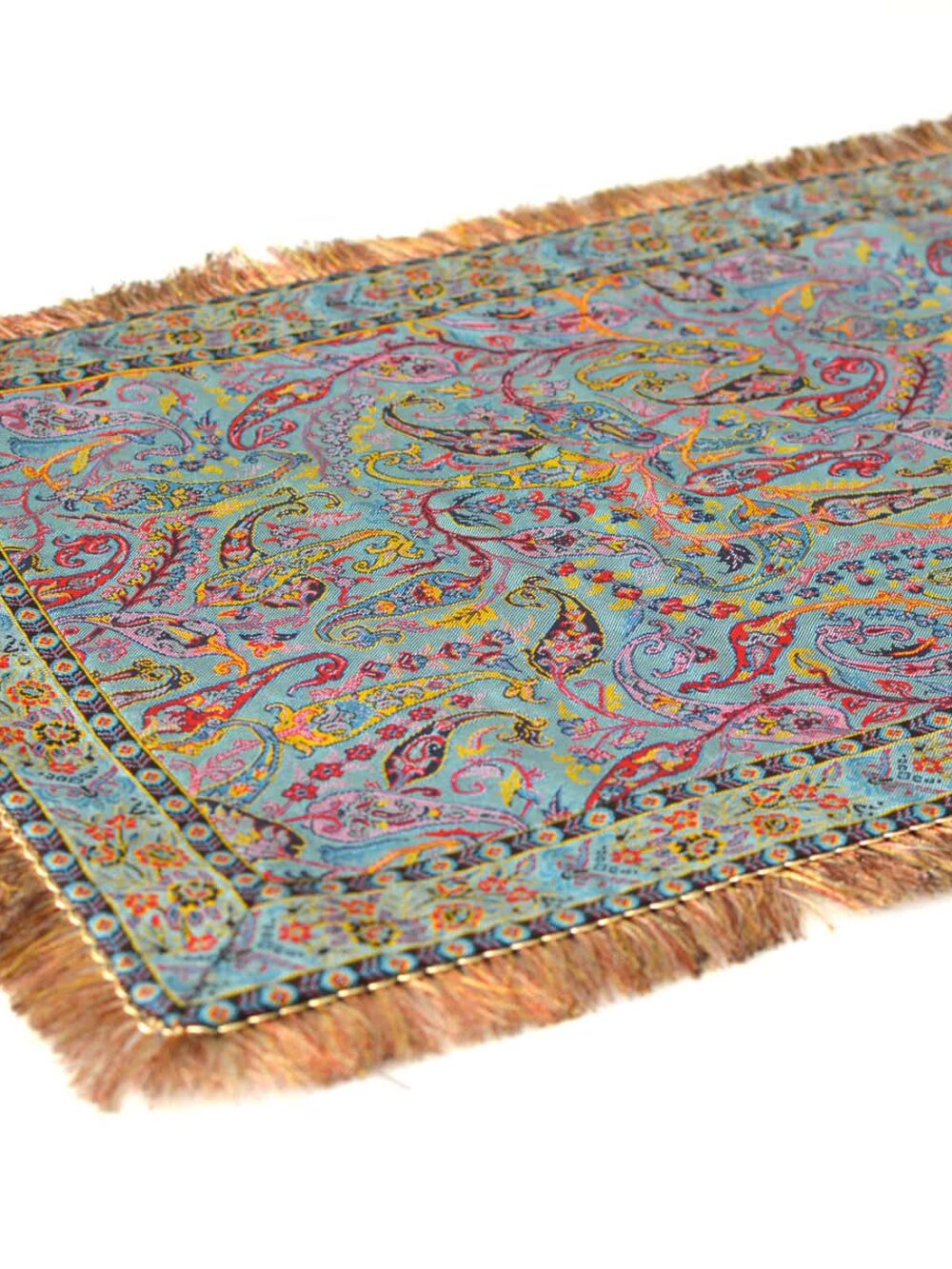 Turquoise Runner With Tassel Fringe