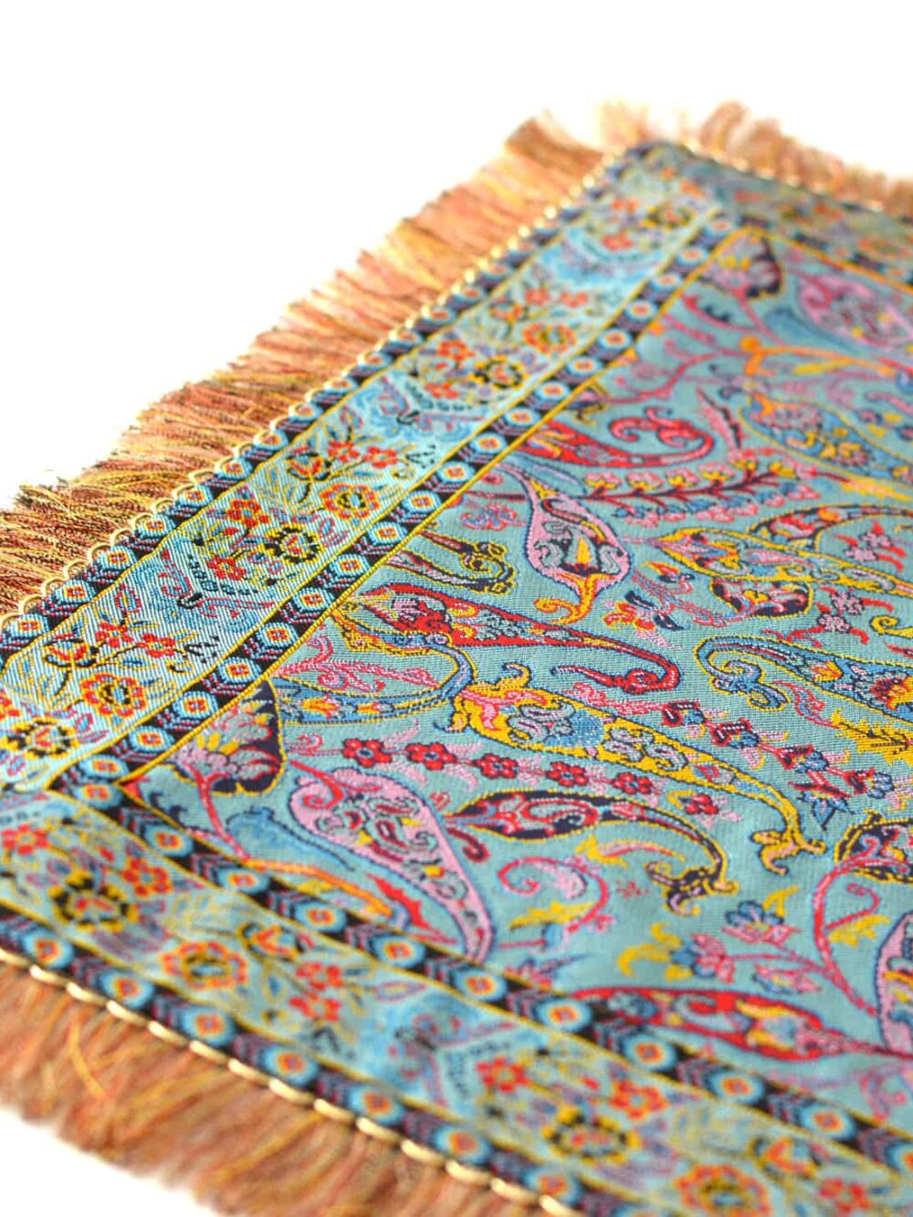 Turquoise Runner With Tassel Fringe