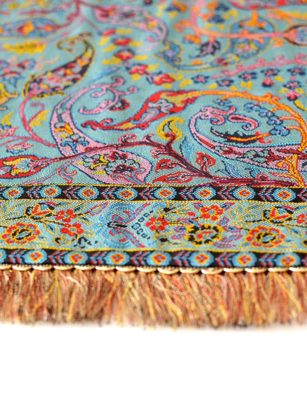 Turquoise Runner With Tassel Fringe